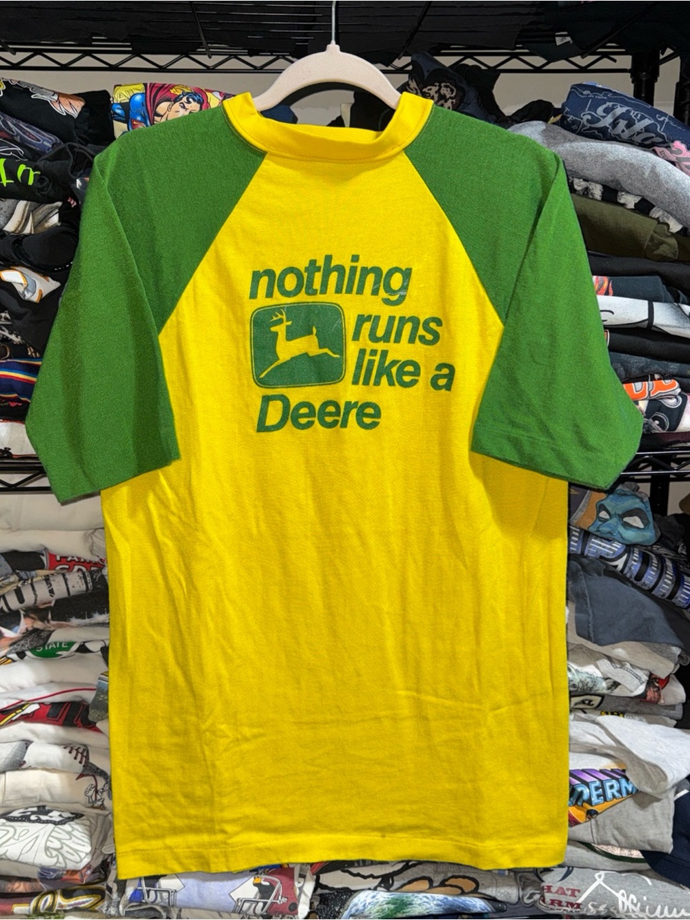 Vintage 70s John Deere “ Nothing Runs like A Deere” Raglan Shirt Size Large